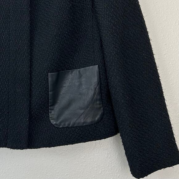 Talbots tweed jacket full zip faux leather pockets classic moto modern lined 12 - Picture 4 of 11